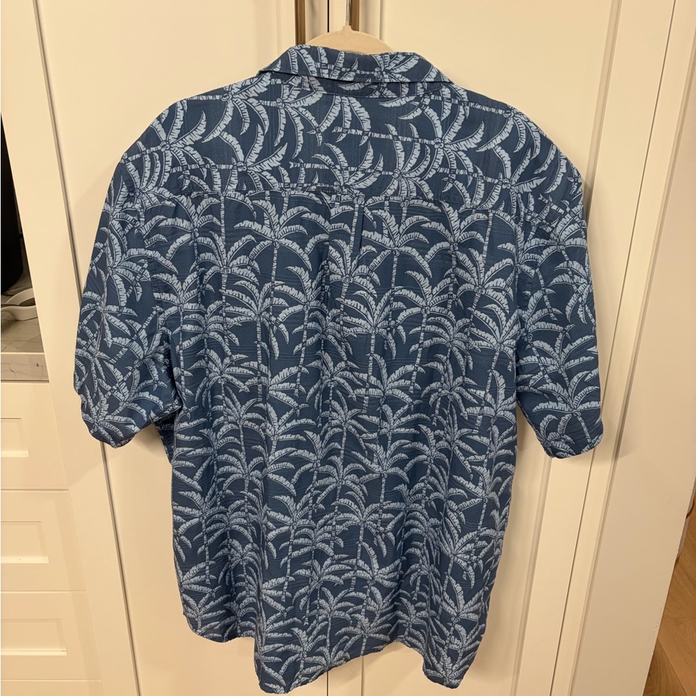 Tommy Bahama Palm Tree Short Sleeve Shirt Mens 2XL Blue Button up 100% Cotton - Picture 2 of 6